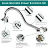 imageAll Metal 16 Inch Solid Brass Adjustable Curved Shower Head Extension Arm Flexible Height ampamp Angle Shower Arm Extender with Lock JointsUniversal Connection Stainless Steel Pipe Height ExtendingChrome