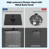 imageHibbent Thickness Metal Rain Shower Head 10 Inch High Pressure Rainfall Shower Head Square Large Bathroom Waterfall Shower Heads High Flow Fixed Showerheads with Adjustable Brass Ball Joint ChromeMatte Black