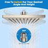 imageHibbent Thickness Metal Rain Shower Head 10 Inch High Pressure Rainfall Shower Head Square Large Bathroom Waterfall Shower Heads High Flow Fixed Showerheads with Adjustable Brass Ball Joint ChromeBrushed Nickel