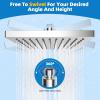 imageHibbent Thickness Metal Rain Shower Head 10 Inch High Pressure Rainfall Shower Head Square Large Bathroom Waterfall Shower Heads High Flow Fixed Showerheads with Adjustable Brass Ball Joint ChromeChrome