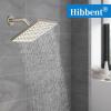 imageHibbent Thickness Metal Rain Shower Head 10 Inch High Pressure Rainfall Shower Head Square Large Bathroom Waterfall Shower Heads High Flow Fixed Showerheads with Adjustable Brass Ball Joint ChromeBrushed Nickel