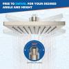 imageHibbent Thickness Metal Rain Shower Head 10 Inch High Pressure Rainfall Shower Head Square Large Bathroom Waterfall Shower Heads High Flow Fixed Showerheads with Adjustable Brass Ball Joint ChromeBrushed Nickel