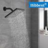imageHibbent Thickness Metal Rain Shower Head 10 Inch High Pressure Rainfall Shower Head Square Large Bathroom Waterfall Shower Heads High Flow Fixed Showerheads with Adjustable Brass Ball Joint ChromeMatte Black
