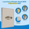 imageHibbent Thickness Metal Rain Shower Head 10 Inch High Pressure Rainfall Shower Head Square Large Bathroom Waterfall Shower Heads High Flow Fixed Showerheads with Adjustable Brass Ball Joint ChromeBrushed Nickel