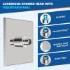 imageHibbent Thickness Metal Rain Shower Head 10 Inch High Pressure Rainfall Shower Head Square Large Bathroom Waterfall Shower Heads High Flow Fixed Showerheads with Adjustable Brass Ball Joint ChromeChrome