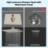imageHibbent Thickness Metal Rain Shower Head 10 Inch High Pressure Rainfall Shower Head Square Large Bathroom Waterfall Shower Heads High Flow Fixed Showerheads with Adjustable Brass Ball Joint ChromeBrushed Nickel