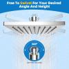imageHibbent Thickness Metal Rain Shower Head 10 Inch High Pressure Rainfall Shower Head Square Large Bathroom Waterfall Shower Heads High Flow Fixed Showerheads with Adjustable Brass Ball Joint ChromeChrome