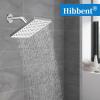 imageHibbent Thickness Metal Rain Shower Head 10 Inch High Pressure Rainfall Shower Head Square Large Bathroom Waterfall Shower Heads High Flow Fixed Showerheads with Adjustable Brass Ball Joint ChromeChrome