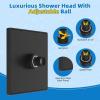 imageHibbent Thickness Metal Rain Shower Head 10 Inch High Pressure Rainfall Shower Head Square Large Bathroom Waterfall Shower Heads High Flow Fixed Showerheads with Adjustable Brass Ball Joint ChromeMatte Black