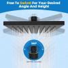 imageHibbent Thickness Metal Rain Shower Head 10 Inch High Pressure Rainfall Shower Head Square Large Bathroom Waterfall Shower Heads High Flow Fixed Showerheads with Adjustable Brass Ball Joint ChromeMatte Black