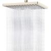 imageHibbent Thickness Metal Rain Shower Head 10 Inch High Pressure Rainfall Shower Head Square Large Bathroom Waterfall Shower Heads High Flow Fixed Showerheads with Adjustable Brass Ball Joint ChromeBrushed Nickel