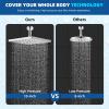 imageHibbent Thickness Metal Rain Shower Head 10 Inch High Pressure Rainfall Shower Head Square Large Bathroom Waterfall Shower Heads High Flow Fixed Showerheads with Adjustable Brass Ball Joint ChromeChrome