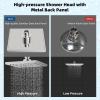 imageHibbent Thickness Metal Rain Shower Head 10 Inch High Pressure Rainfall Shower Head Square Large Bathroom Waterfall Shower Heads High Flow Fixed Showerheads with Adjustable Brass Ball Joint ChromeChrome