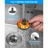 imageHibbent Upgraded 3 in 1 Kitchen Sink Drain Strainer and Stopper Combo Stainless Steel Metal Pop Up Sink Stopper AntiClogging Basket with Foldable Handle for US Standard 312 Inch DrainSUS304 Drain Part with 3 Strainers