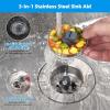imageHibbent Upgraded 3 in 1 Kitchen Sink Drain Strainer and Stopper Combo Stainless Steel Metal Pop Up Sink Stopper AntiClogging Basket with Foldable Handle for US Standard 312 Inch DrainSUS304 Drain Part with SUS304 Strainer