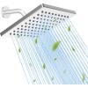 imageHibbent Thickness Metal Rain Shower Head 10 Inch High Pressure Rainfall Shower Head Square Large Bathroom Waterfall Shower Heads High Flow Fixed Showerheads with Adjustable Brass Ball Joint ChromeChrome