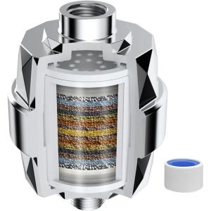 imageHibbent Shower Filter for Hard Water High Output Shower Head Filter to Remove Chlorine and Fluoride 20 Stage Showerhead Filter with Vitamin C Reduces Dry Itchy Skin and Eczema ChromeChrome
