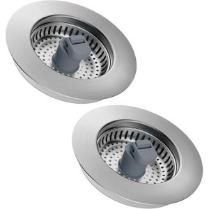 imageHibbent Upgraded 3 in 1 Kitchen Sink Drain Strainer and Stopper Combo Stainless Steel Metal Pop Up Sink Stopper AntiClogging Basket with Foldable Handle for US Standard 312 Inch DrainStainless Steel Drain Part with SUS304 Strainers