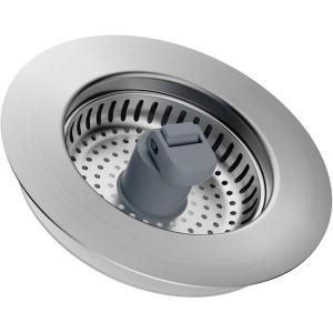 imageHibbent Upgraded 3 in 1 Kitchen Sink Drain Strainer and Stopper Combo Stainless Steel Metal Pop Up Sink Stopper AntiClogging Basket with Foldable Handle for US Standard 312 Inch DrainSUS304 Drain Part with SUS304 Strainer