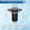 imageHibbent 2 Pack 3 in 1 Bathroom Sink Drain Strainer Universal Pop Up Stopper with Removable Stainless Steel Filter Basket Hair Catcher Sink Plug for 11236 Basin Brass Bullet Core ChromeMatte Black