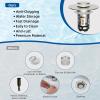 imageHibbent 2 Pack 3 in 1 Bathroom Sink Drain Strainer Universal Pop Up Stopper with Removable Stainless Steel Filter Basket Hair Catcher Sink Plug for 11236 Basin Brass Bullet Core ChromeBrushed Nickel