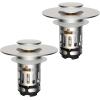 imageHibbent 2 Pack 3 in 1 Bathroom Sink Drain Strainer Universal Pop Up Stopper with Removable Stainless Steel Filter Basket Hair Catcher Sink Plug for 11236 Basin Brass Bullet Core ChromeBrushed Nickel