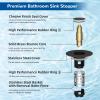 imageHibbent 2 Pack 3 in 1 Bathroom Sink Drain Strainer Universal Pop Up Stopper with Removable Stainless Steel Filter Basket Hair Catcher Sink Plug for 11236 Basin Brass Bullet Core ChromeOilrubbed Bronze