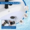 imageHibbent 2 Pack 3 in 1 Bathroom Sink Drain Strainer Universal Pop Up Stopper with Removable Stainless Steel Filter Basket Hair Catcher Sink Plug for 11236 Basin Brass Bullet Core ChromeMatte Black