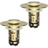 imageHibbent 2 Pack 3 in 1 Bathroom Sink Drain Strainer Universal Pop Up Stopper with Removable Stainless Steel Filter Basket Hair Catcher Sink Plug for 11236 Basin Brass Bullet Core ChromeBrushed Gold