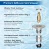 imageHibbent 2 Pack 3 in 1 Bathroom Sink Drain Strainer Universal Pop Up Stopper with Removable Stainless Steel Filter Basket Hair Catcher Sink Plug for 11236 Basin Brass Bullet Core ChromeBrushed Nickel