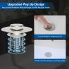 imageHibbent 2 Pack 3 in 1 Bathroom Sink Drain Strainer Universal Pop Up Stopper with Removable Stainless Steel Filter Basket Hair Catcher Sink Plug for 11236 Basin Brass Bullet Core ChromeBrushed Nickel
