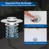 imageHibbent 2 Pack 3 in 1 Bathroom Sink Drain Strainer Universal Pop Up Stopper with Removable Stainless Steel Filter Basket Hair Catcher Sink Plug for 11236 Basin Brass Bullet Core ChromeChrome
