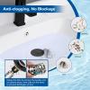 imageHibbent 2 Pack 3 in 1 Bathroom Sink Drain Strainer Universal Pop Up Stopper with Removable Stainless Steel Filter Basket Hair Catcher Sink Plug for 11236 Basin Brass Bullet Core ChromeOilrubbed Bronze