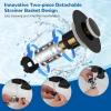 imageHibbent 2 Pack 3 in 1 Bathroom Sink Drain Strainer Universal Pop Up Stopper with Removable Stainless Steel Filter Basket Hair Catcher Sink Plug for 11236 Basin Brass Bullet Core ChromeOilrubbed Bronze