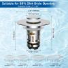imageHibbent 2 Pack 3 in 1 Bathroom Sink Drain Strainer Universal Pop Up Stopper with Removable Stainless Steel Filter Basket Hair Catcher Sink Plug for 11236 Basin Brass Bullet Core ChromeChrome