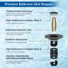 imageHibbent 2 Pack 3 in 1 Bathroom Sink Drain Strainer Universal Pop Up Stopper with Removable Stainless Steel Filter Basket Hair Catcher Sink Plug for 11236 Basin Brass Bullet Core ChromeMatte Black