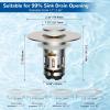 imageHibbent 2 Pack 3 in 1 Bathroom Sink Drain Strainer Universal Pop Up Stopper with Removable Stainless Steel Filter Basket Hair Catcher Sink Plug for 11236 Basin Brass Bullet Core ChromeBrushed Nickel