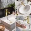 imageHibbent 2 Pack 3 in 1 Bathroom Sink Drain Strainer Universal Pop Up Stopper with Removable Stainless Steel Filter Basket Hair Catcher Sink Plug for 11236 Basin Brass Bullet Core ChromeBrushed Gold