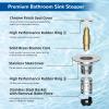 imageHibbent 2 Pack 3 in 1 Bathroom Sink Drain Strainer Universal Pop Up Stopper with Removable Stainless Steel Filter Basket Hair Catcher Sink Plug for 11236 Basin Brass Bullet Core ChromeChrome