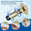 imageHibbent 2 Pack 3 in 1 Bathroom Sink Drain Strainer Universal Pop Up Stopper with Removable Stainless Steel Filter Basket Hair Catcher Sink Plug for 11236 Basin Brass Bullet Core ChromeBrushed Gold