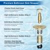 imageHibbent 2 Pack 3 in 1 Bathroom Sink Drain Strainer Universal Pop Up Stopper with Removable Stainless Steel Filter Basket Hair Catcher Sink Plug for 11236 Basin Brass Bullet Core ChromeBrushed Gold