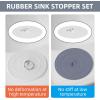 imageHibbent 2 Pack Bath Tub Stopper Flat Suction Sink Stopper Rubber Silicone Shower Drain Bath Plug Stopper for Kitchen Bathroom and Laundry Sink WhiteGreyWhitegrey