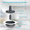 imageHibbent 3 in 1 Kitchen Sink Drain Strainer Stainless Steel Wrapped Shell Drain Stopper Combo Pop Up Sink Stopper AntiClogging Basket Strainer with Foldable Handle for US Standard 312quot DrainUpgraded Foldable Handle with 1 Strainer