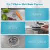 imageHibbent 3 in 1 Kitchen Sink Drain Strainer Stainless Steel Wrapped Shell Drain Stopper Combo Pop Up Sink Stopper AntiClogging Basket Strainer with Foldable Handle for US Standard 312quot DrainFoldable Handle with 1 SUS304 Strainer
