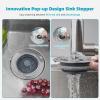imageHibbent 3 in 1 Kitchen Sink Drain Strainer Stainless Steel Wrapped Shell Drain Stopper Combo Pop Up Sink Stopper AntiClogging Basket Strainer with Foldable Handle for US Standard 312quot DrainClassic Flat Round Handle with 3 Strainer