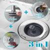 imageHibbent 3 in 1 Kitchen Sink Drain Strainer Stainless Steel Wrapped Shell Drain Stopper Combo Pop Up Sink Stopper AntiClogging Basket Strainer with Foldable Handle for US Standard 312quot DrainFoldable Handle with 1 Strainer