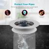 imageHibbent 3 in 1 Kitchen Sink Drain Strainer Stainless Steel Wrapped Shell Drain Stopper Combo Pop Up Sink Stopper AntiClogging Basket Strainer with Foldable Handle for US Standard 312quot DrainFoldable Handle with 1 SUS304 Strainer