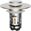 imageHibbent 2 Pack 3 in 1 Bathroom Sink Drain Strainer Universal Pop Up Stopper with Removable Stainless Steel Filter Basket Hair Catcher Sink Plug for 11236 Basin Brass Bullet Core ChromeBrushed Nickel