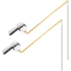 imageHibbent 2 Pack Universal Metal Front Mount Toilet Handle Tank Flush Lever Replacement with 2 Pieces Stainless Steel Flapper Chains for Most Toilets Chrome FinishChrome