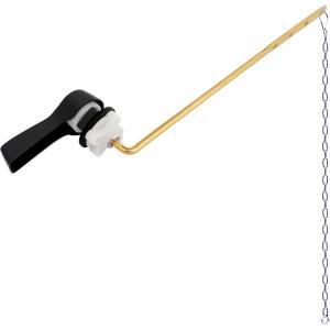 imageHibbent Universal Metal Front Mount Toilet Handle Replacement Kit Brass Toilet Flush Tank Lever with Stainless Steel Flapper Chains for Most Toilets ChromeMatte Black